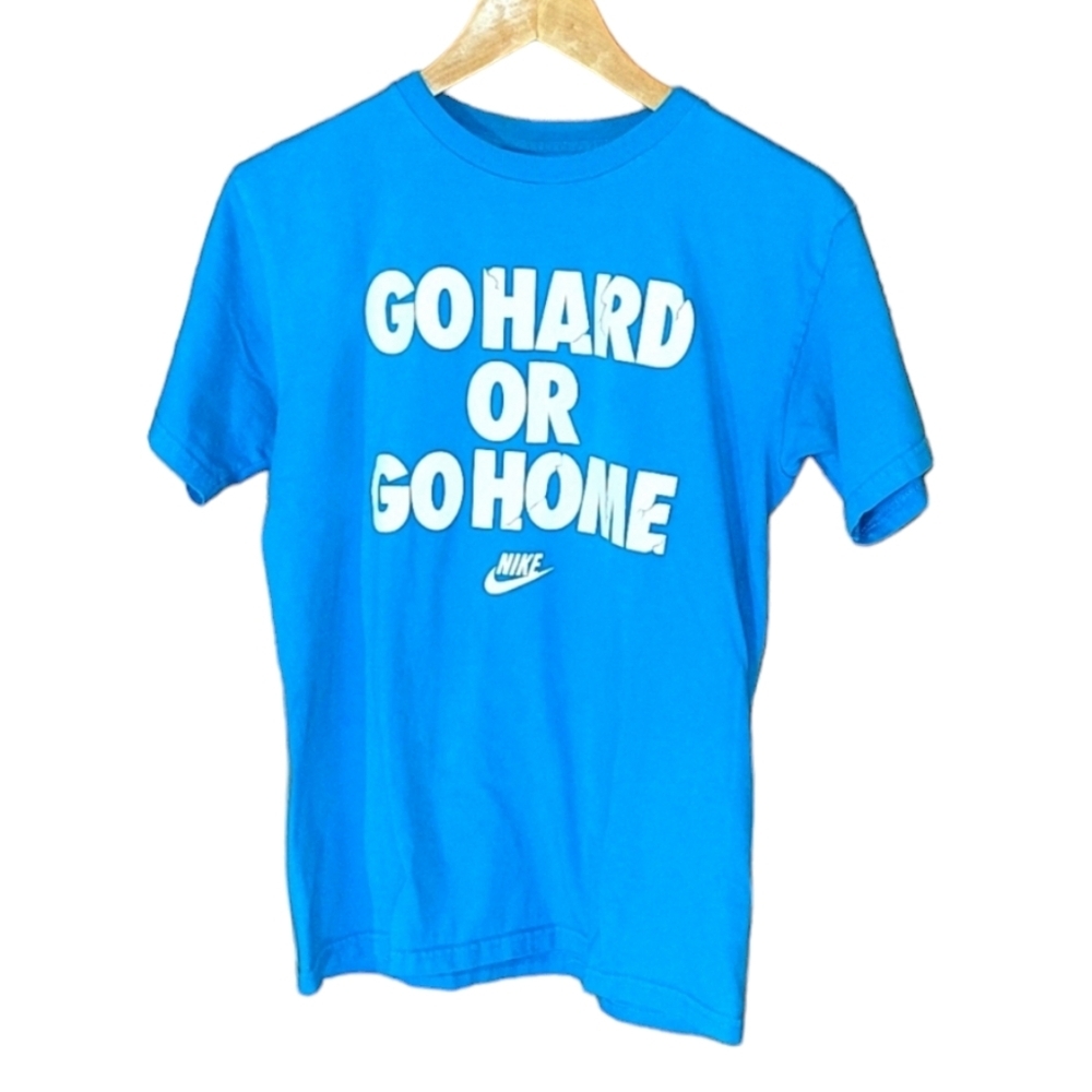 Nike Men's Blue White Go Hard or Go Home Lightweight Short Sleeve, Size Small